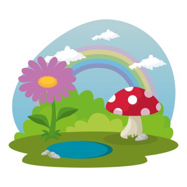 Sahnedeki mantar bitkisi peri masalında