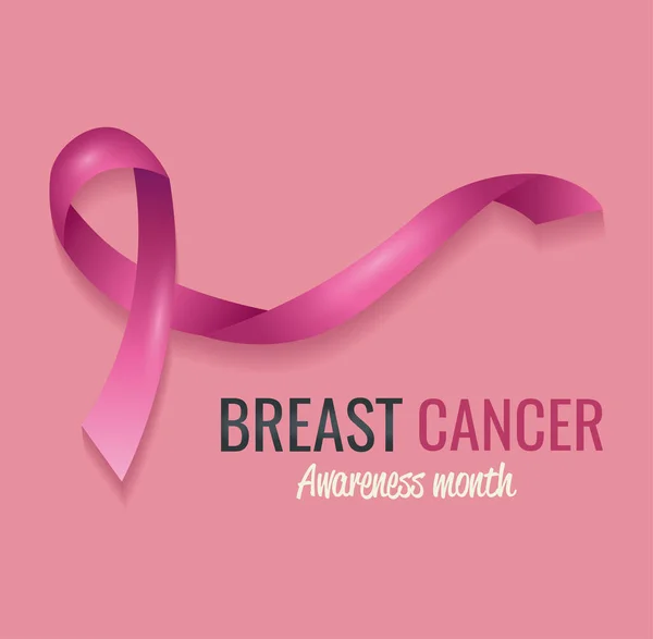 Plakát měsíc povědomí o rakovině prsu s stuhou — Stockový vektor