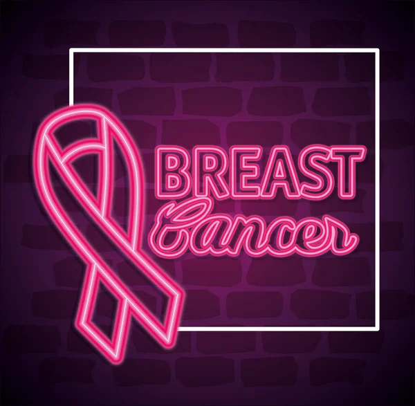 Poster breast cancer awareness month with ribbon — Stock Vector