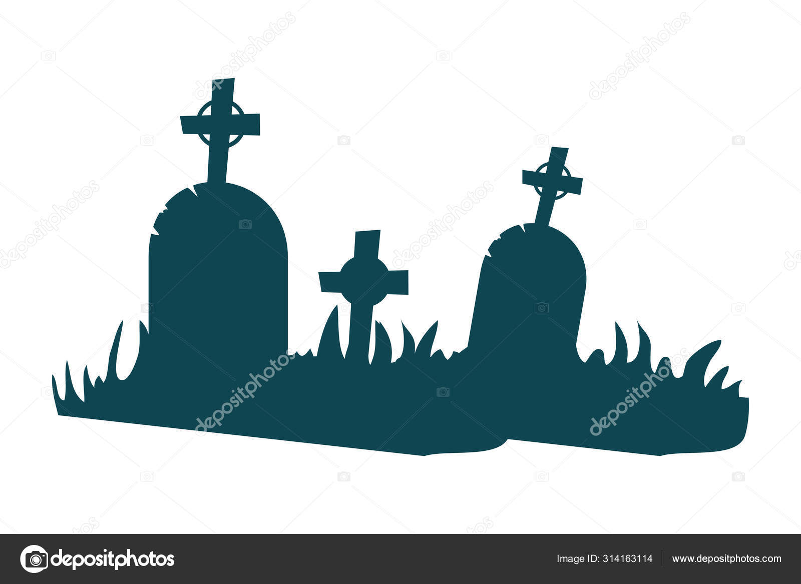 Halloween tombs of cemetery scene Stock Vector by ©yupiramos 314163114, image size:1600x1167