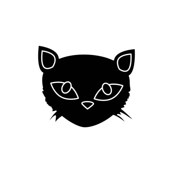 Cara de gato negro halloween aislado icono — Vector de stock