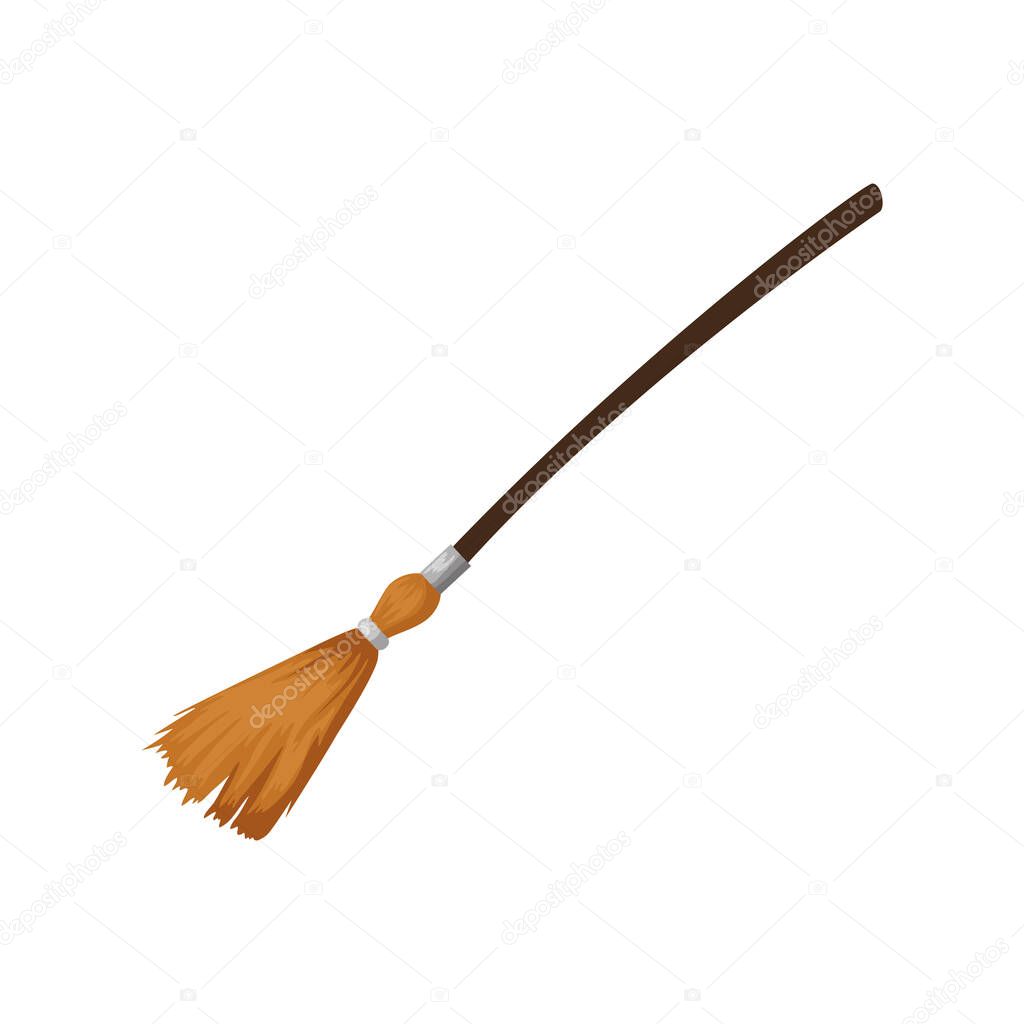 halloween witch broom isolated icon