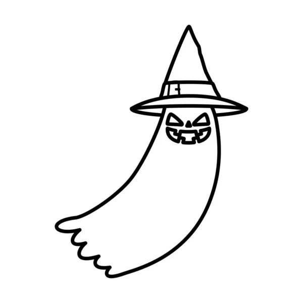 Halloween ghost mystery with hat witch — стоковый вектор