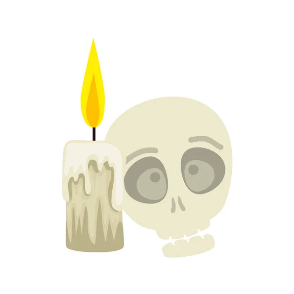 Хэллоуин черепа со свечой — стоковый вектор