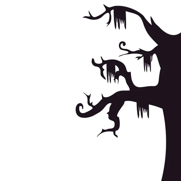 Halloween straší suchý strom izolované ikony — Stockový vektor