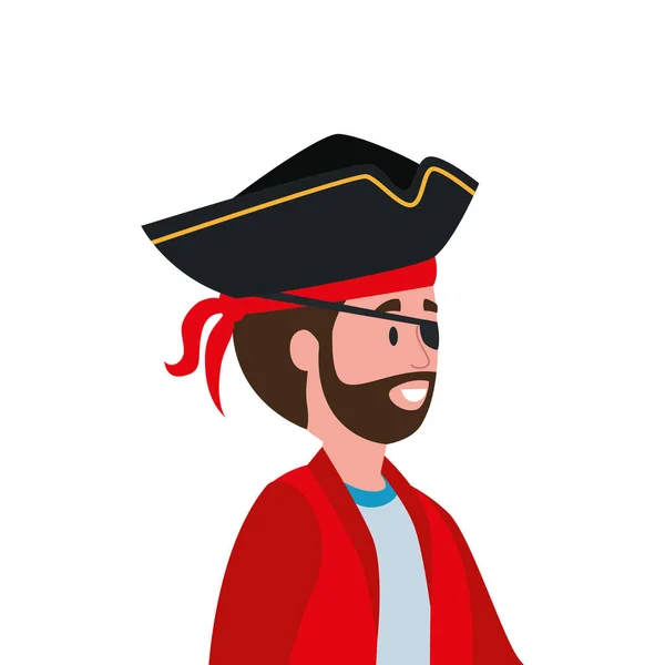 Joven hombre disfrazado personaje de avatar pirata — Vector de stock