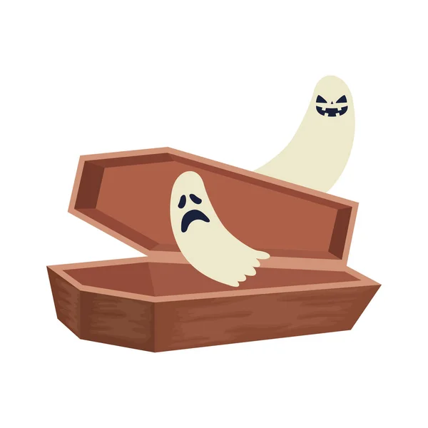 Halloween kista med spöken isolerad ikon — Stock vektor