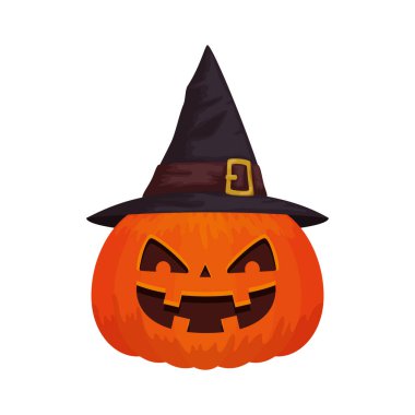 Cadılar Bayramı Balkabağı şapka cadı izole simgesiyle