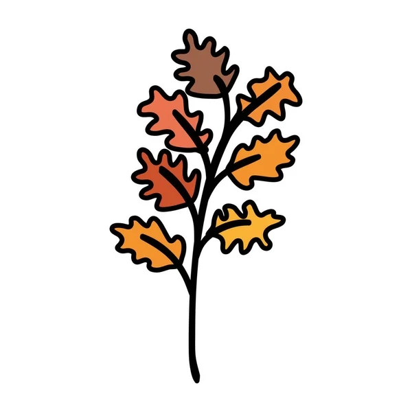 葉が孤立したアイコンを持つ秋の枝 — ストックベクタ