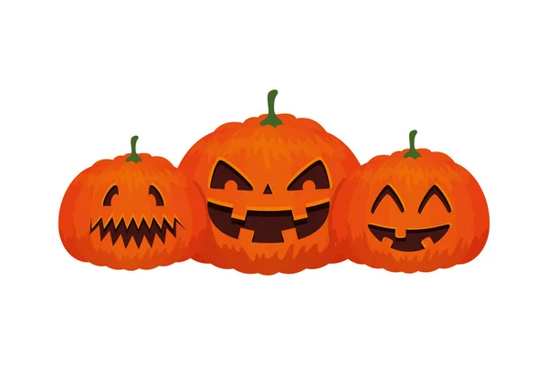 Halloween pumpkins traditional isolated icon — Stock Vector