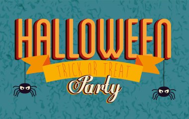 Cadılar Bayramı posterinde örümcekler asılı.