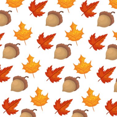 Yaprak ve fındıklı sonbahar deseni