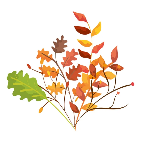 Ramas de otoño con hojas icono aislado — Vector de stock