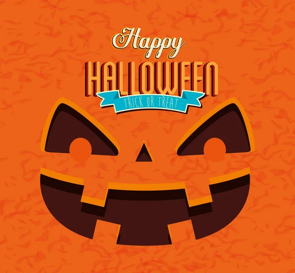 Poster van gelukkig Halloween met gezicht pompoen — Stockvector