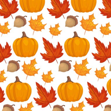 Yapraklar ve balkabaklarıyla sonbahar deseni