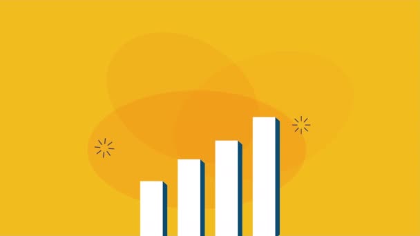 Travailleuse d'affaires avec ordinateur portable et barres statistiques — Video