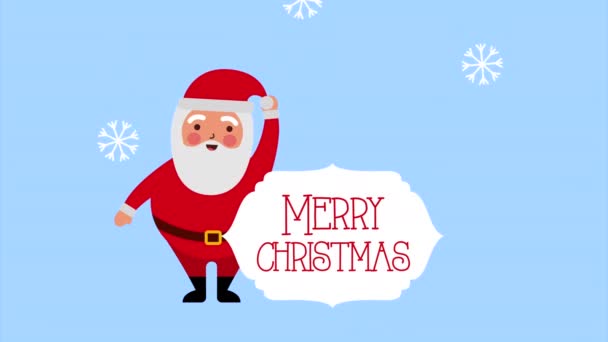 Feliz feliz animación navideña con santa claus — Vídeo de stock