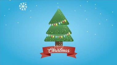 Çam ağacıyla mutlu noel animasyonları