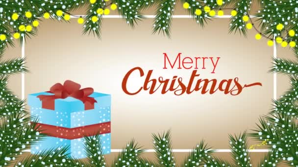 快乐快乐的圣诞动画与鹿和礼物 — 图库视频影像