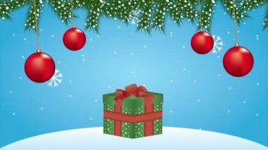 Kar manzaralı Noel Baba 'yla Mutlu Noeller animasyonları
