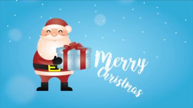 Mutlu noel animasyonları Noel baba ve hediyeyle