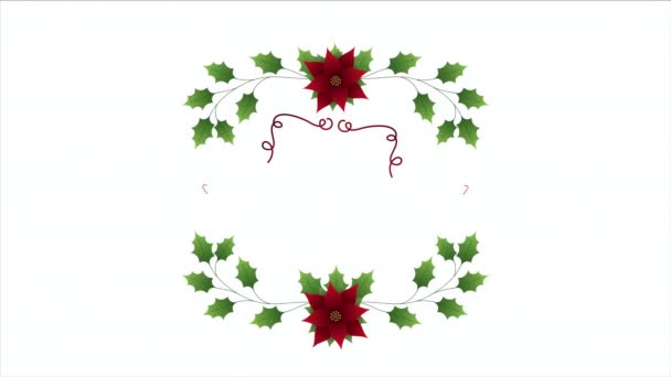 happy merry christmas animation with wreath decoration