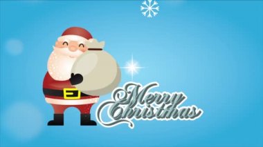 Mutlu noeller Noel Baba ve çantalı animasyonlar