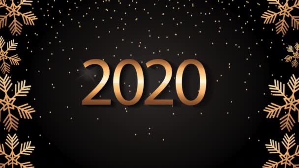 Happy new year animation with 2020 gold frame — ストック動画