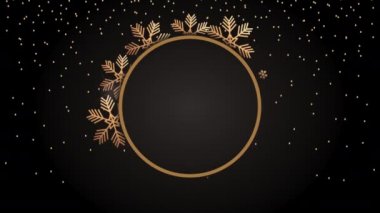 Yuvarlak altın çerçeveli mutlu yeni yıl animasyonu