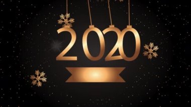 2020 altın çerçeveli mutlu yeni yıl animasyonları