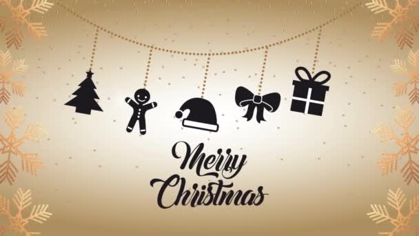 Feliz Navidad tipografía animación — Vídeo de stock