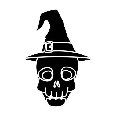 kafatası cadılar bayramı şapka cadısı izole ikonu