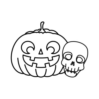 kafatası izole simgesi ile halloween kabak