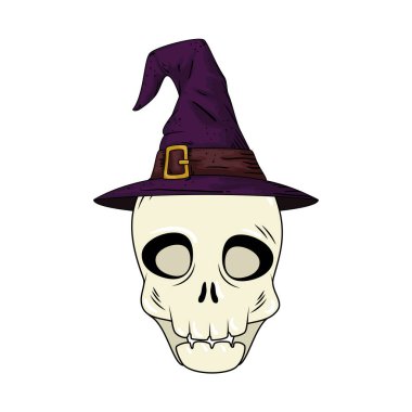 kafatası cadılar bayramı şapka cadı tarzı pop sanatı