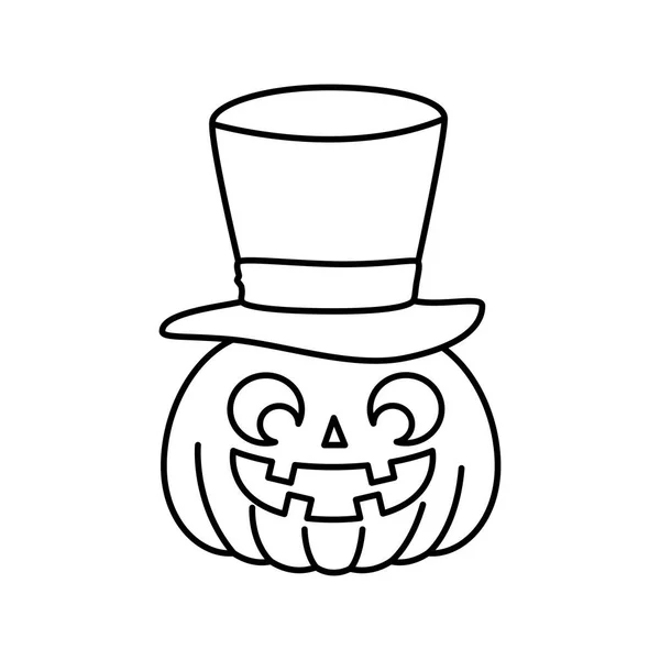 Calabaza de halloween con el asistente del sombrero — Vector de stock