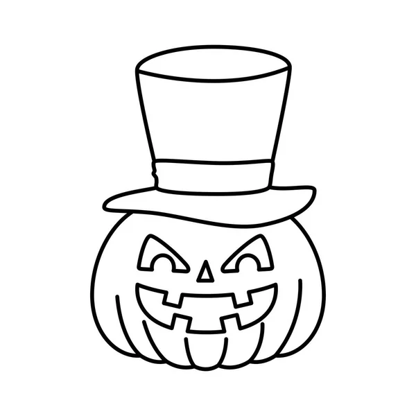 Citrouille d'Halloween avec sorcier chapeau — Image vectorielle