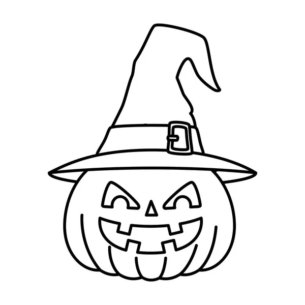 Halloween pumpa med hatt häxa isolerat ikon — Stock vektor