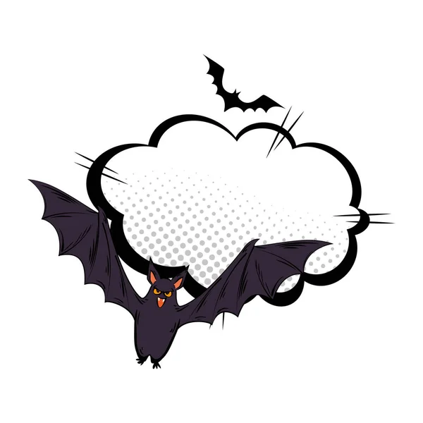 Cadılar bayramında uçan yarasalar bulut stili pop sanatıyla — Stok Vektör