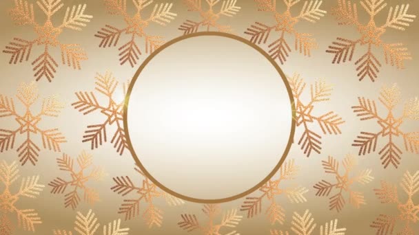 Feliz Feliz Navidad animación con marco circular de oro — Vídeos de Stock