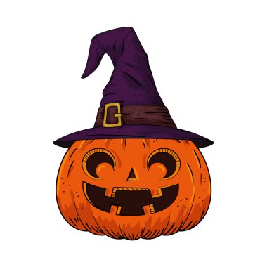 Cadılar bayramı balkabağı şapkalı cadı pop tarzı