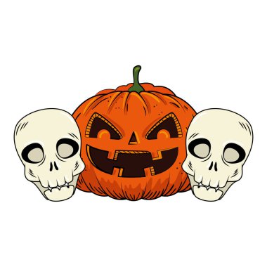 Kafataslarıyla cadılar bayramı balkabağı pop sanat tarzı