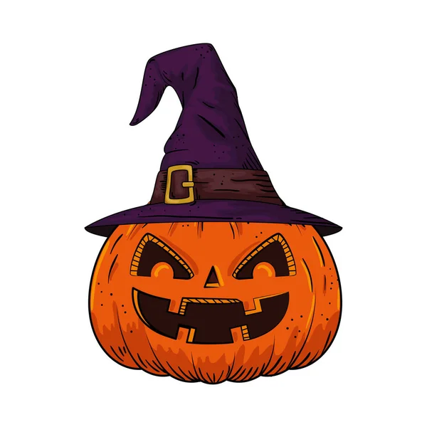 Halloween dýně s kloboukem čarodějnice pop art styl — Stockový vektor