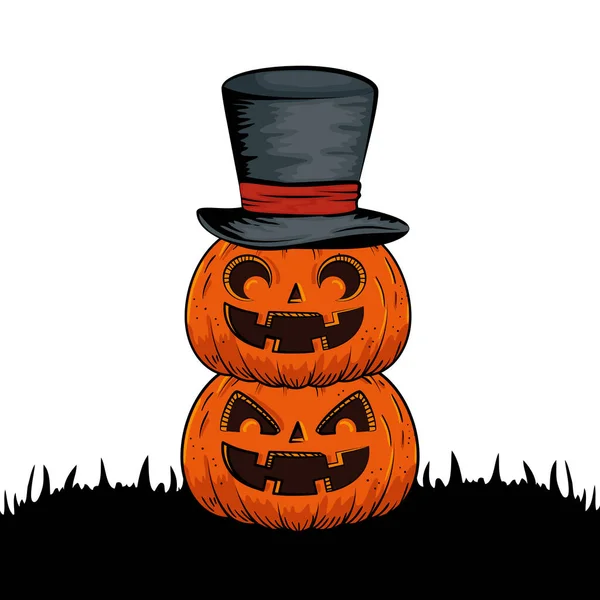 Halloween dýně s kloboukem průvodce styl pop art — Stockový vektor