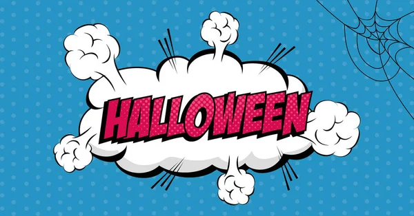 cloud with halloween lettering pop art style icon