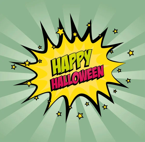Explosão com feliz halloween lettering ícone estilo pop art — Vetor de Stock