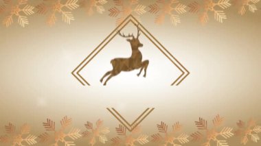 Mutlu Noel animasyonları Geyik altın çerçeveli