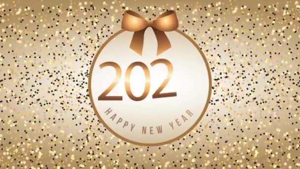 Happy new year animation with 2020 golden ball hanging — ストック動画