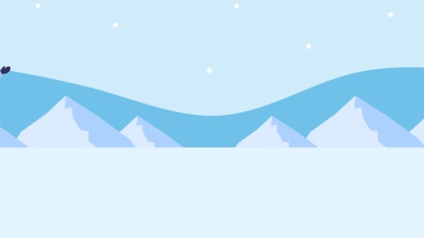 Genç adam kar manzarasında kayıyor. — Stok video