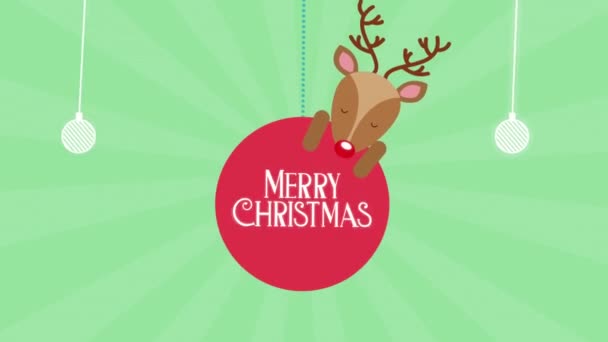 Glad god jul med renar — Stockvideo