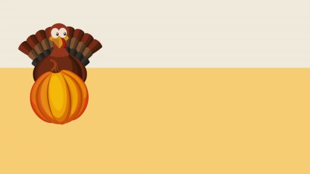 Glad Thanksgiving fest med kalkoner — Stockvideo